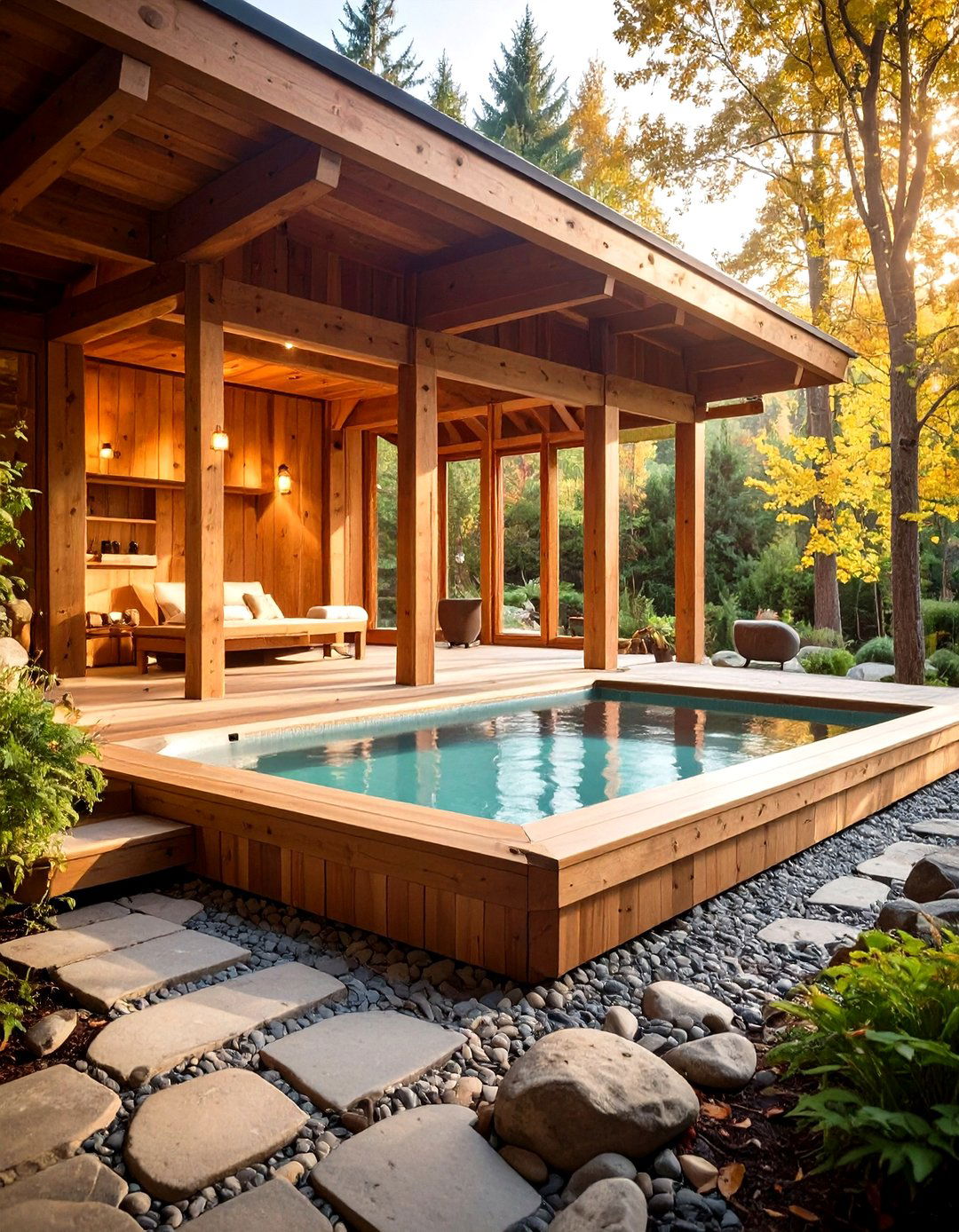 Rustic Timber Frame Bathhouse - 24 Rustic Outdoor Bathroom Ideas
