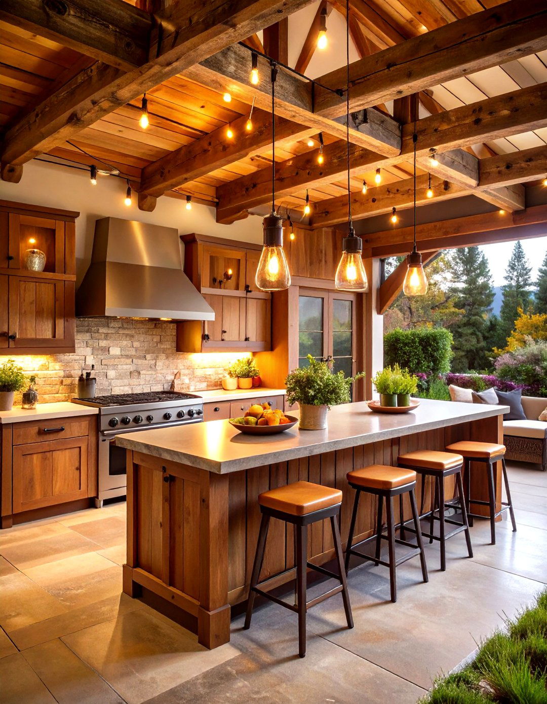 Rustic Timber Frame Outdoor Kitchen - 24 Lanai Porch & Patio Designs