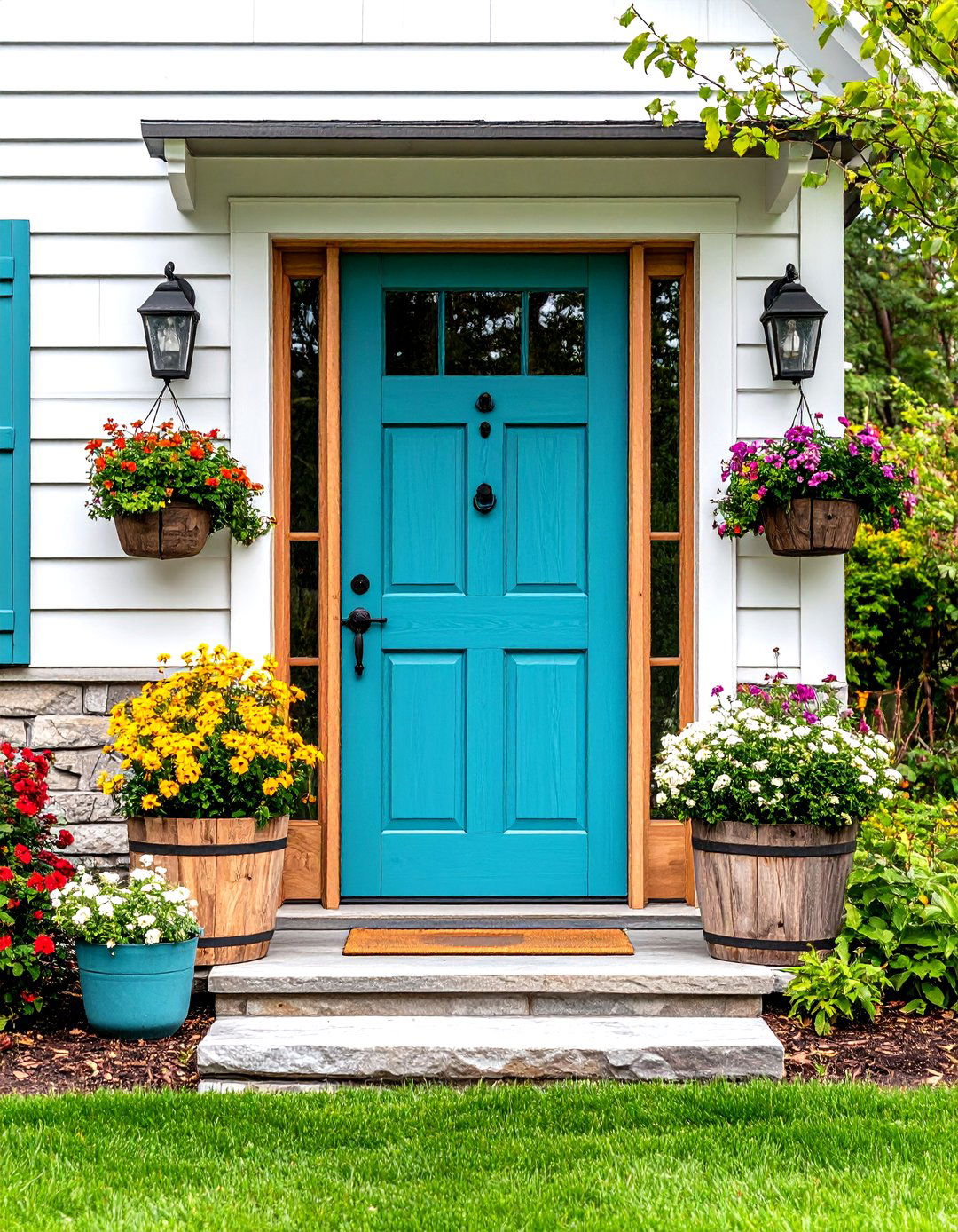 Rustic Turquoise Dutch Door with Natural Wood - 24 Turquoise Front Door Ideas