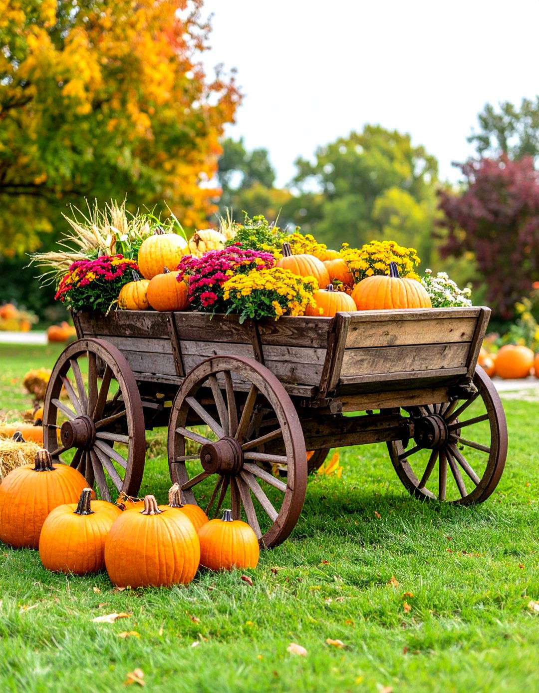 Rustic Wagon Display - 24 fall outdoor decorating ideas