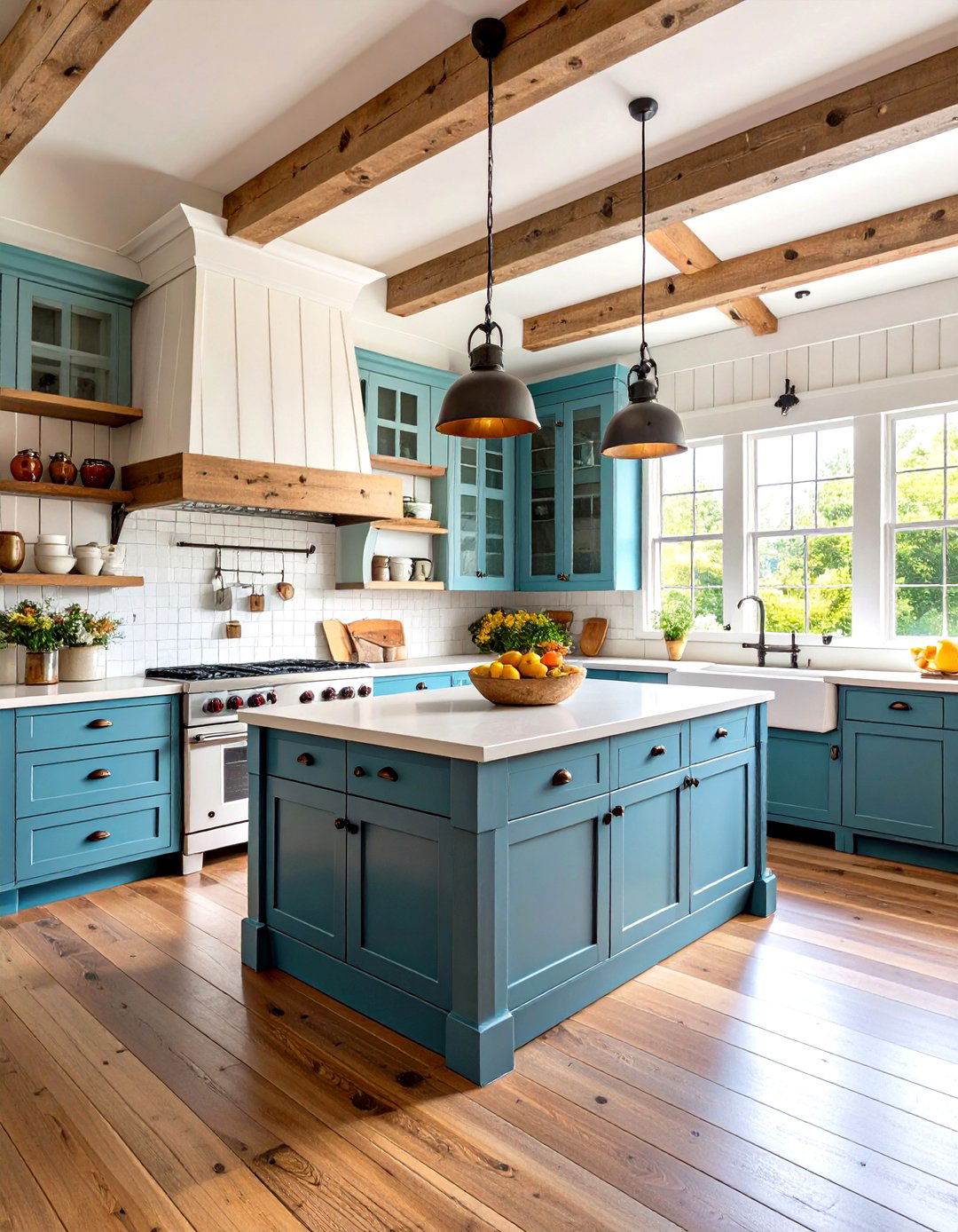 Rustic White Kitchen with Reclaimed Wood Elements - 24 White Kitchen Ideas
