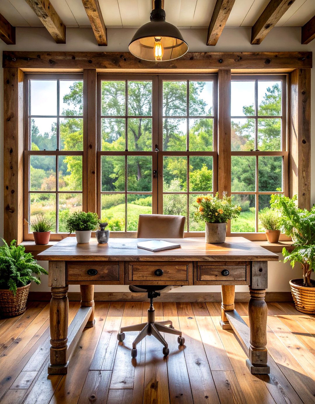 Rustic Window Desk with Reclaimed Materials - 24 Desk in Front of Window Ideas