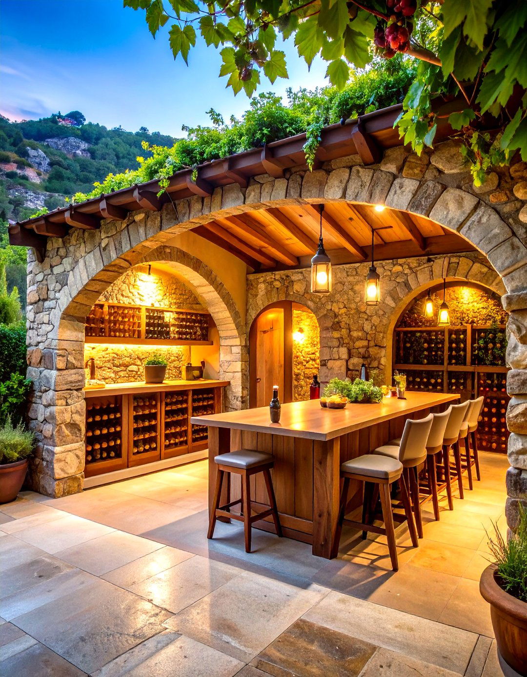 Rustic Wine Cave Storage - 24 Rustic Outdoor Kitchen Ideas