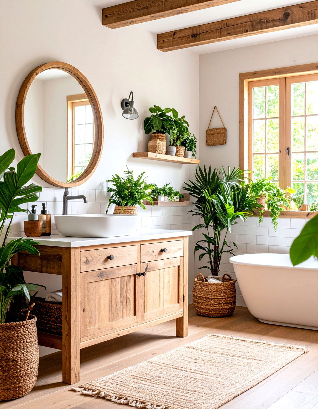Rustic Wood Accent Bathroom - 24 Boho-scandinavian Design and Decor Ideas