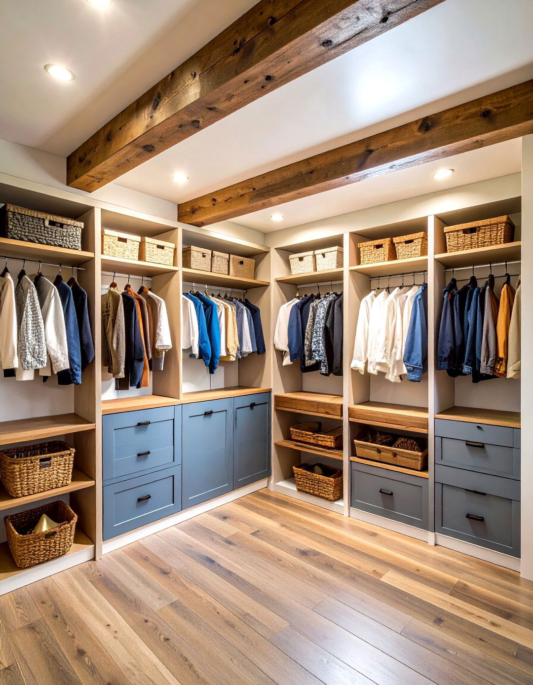 Rustic Wood Beam Ceiling Design - 24 Farmhouse Mudroom Ideas
