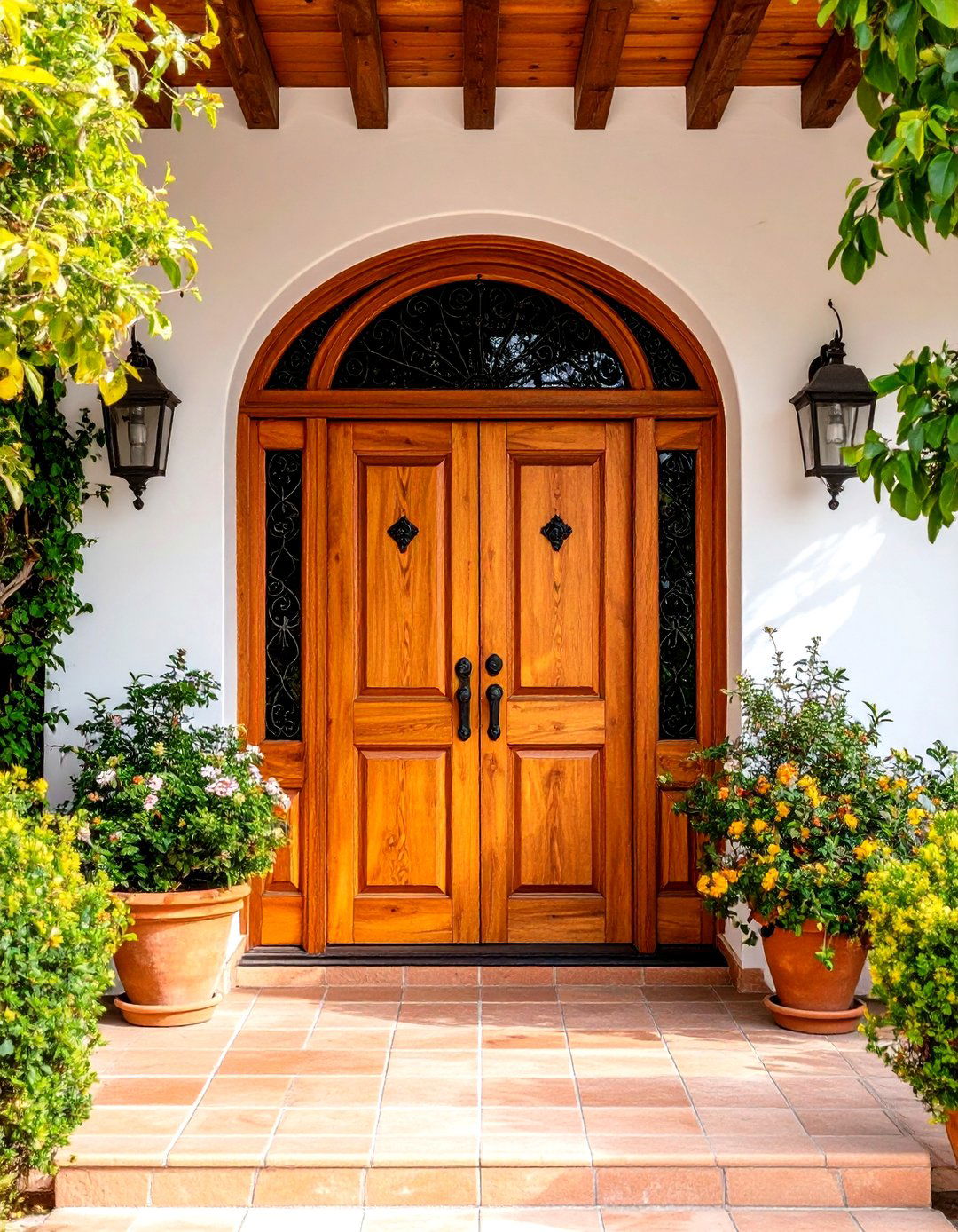 Rustic Wood Door Entry - 24 spanish style front porch ideas