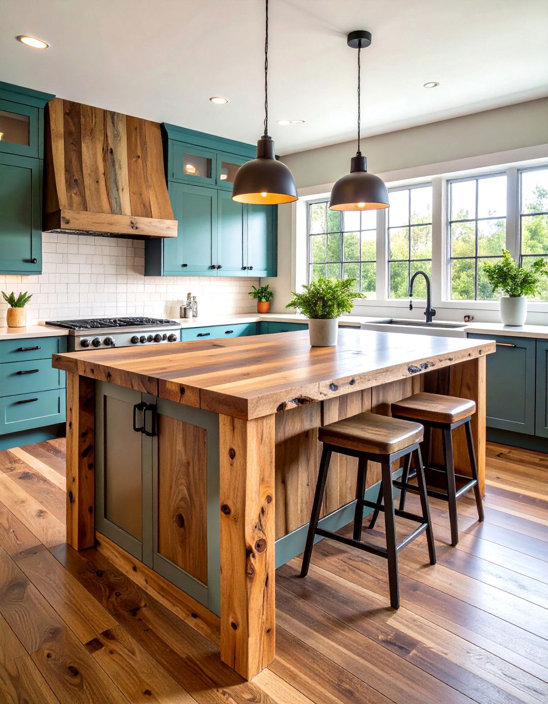 Rustic Wood Live Edge Breakfast Bar - 24 Breakfast Bar Ideas
