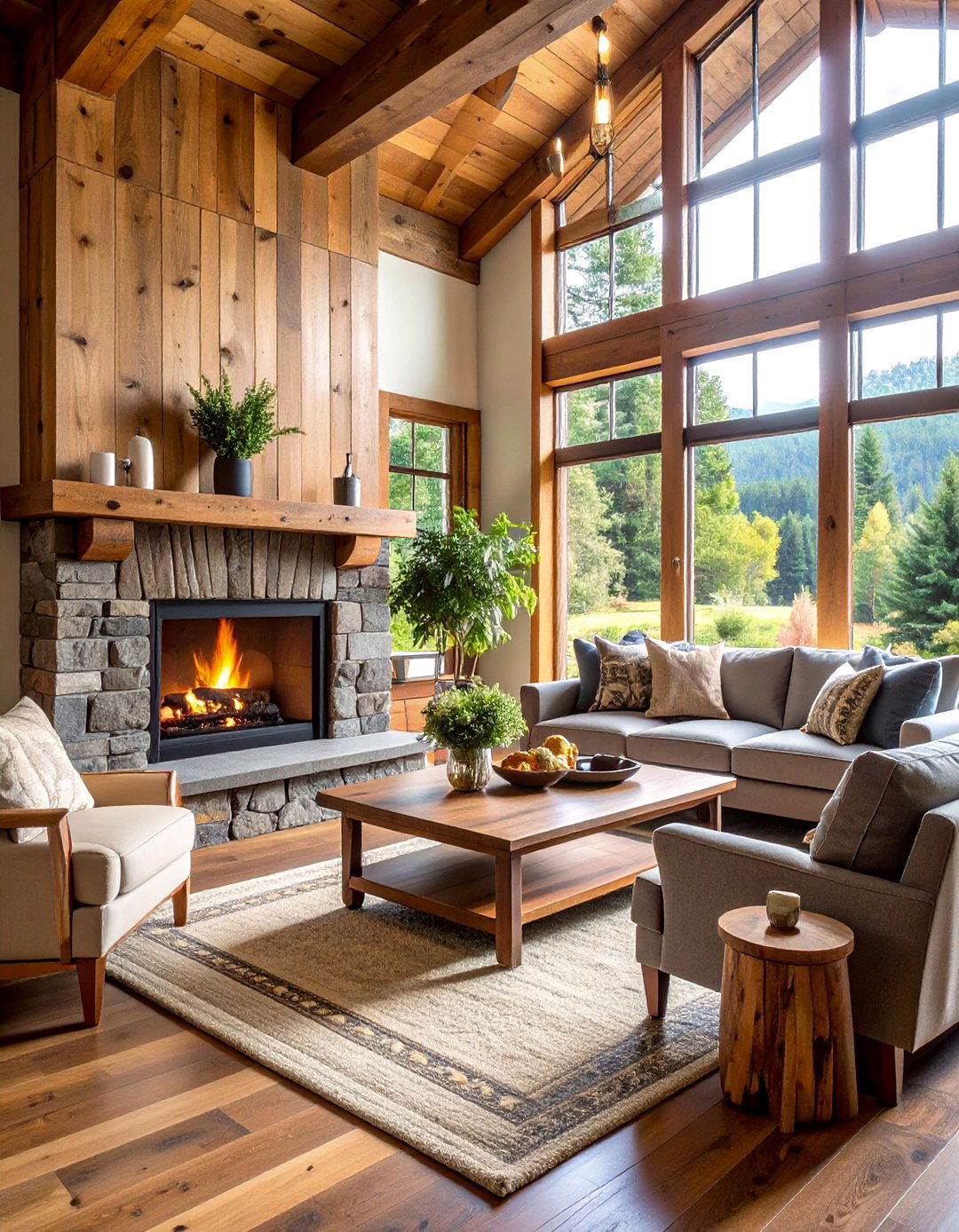 Rustic Wood Mantel Corner Lodge Style - 24 Corner Gas Fireplace Ideas