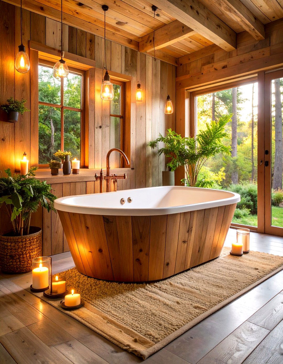 Rustic Wood Paneled Drop in Tub - 24 Drop in Tub Ideas