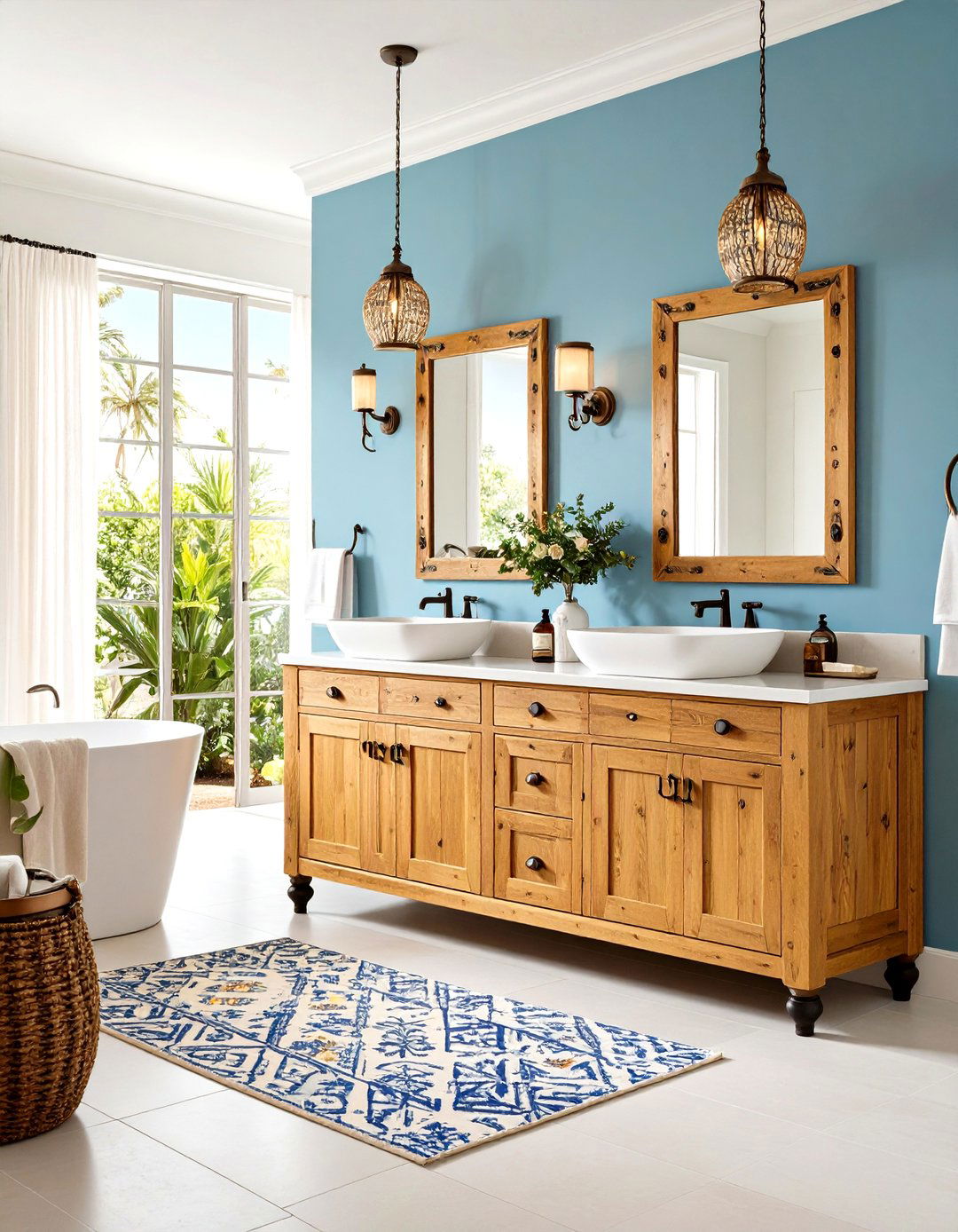 Rustic Wood Vanity Cabinetry - 24 Spanish Style Bathroom Ideas