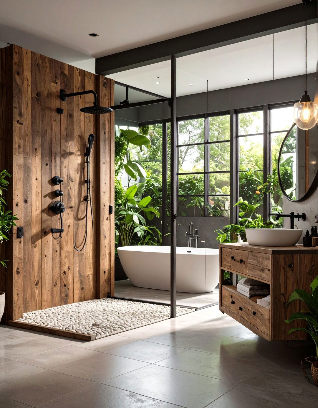 Rustic Wood and Iron Combination - 24 Rustic Walk-in Shower Ideas
