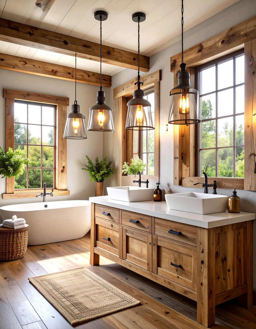 Rustic Wood and Metal Pendant Lighting - 24 Bathroom Pendant Lighting Ideas