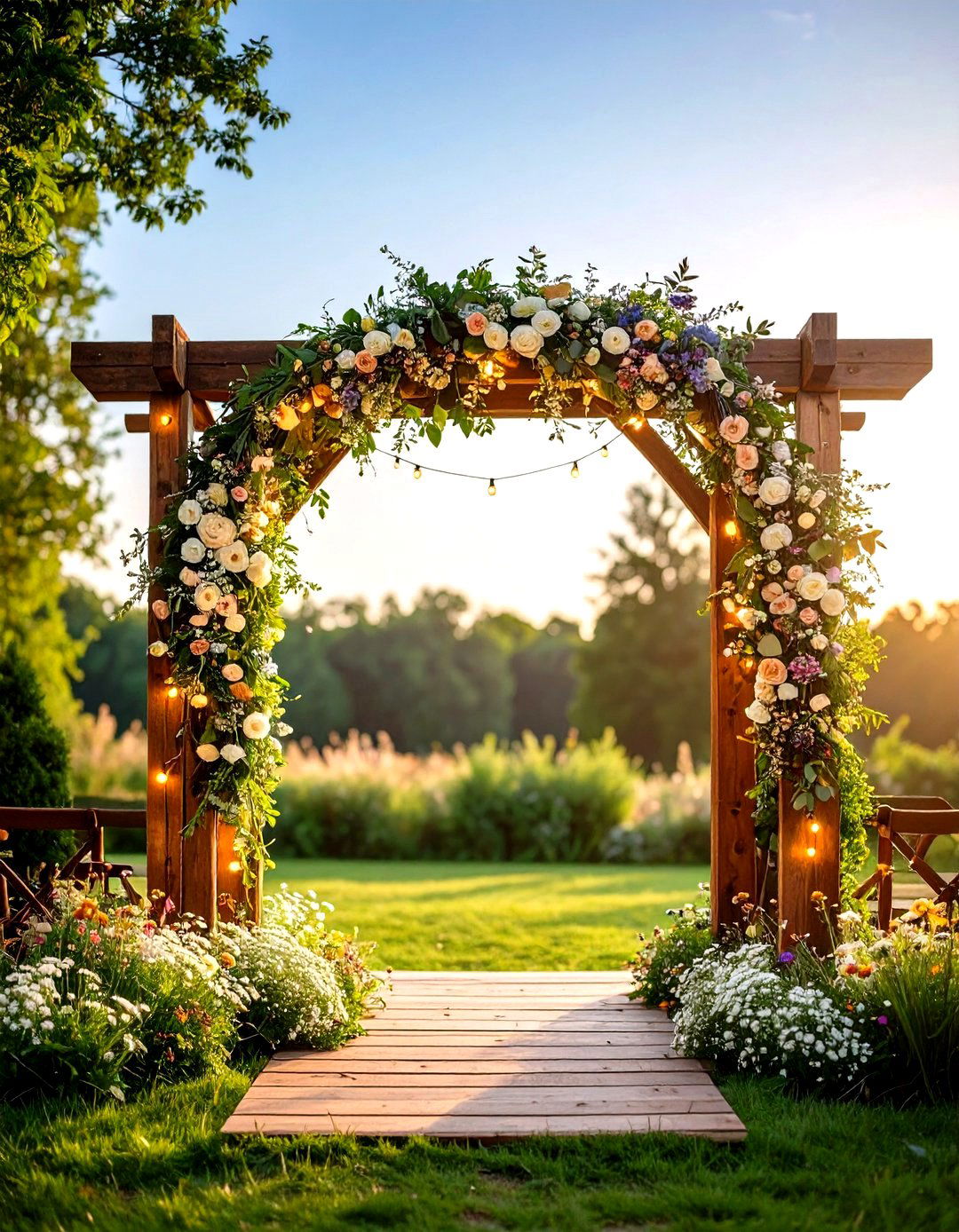 Rustic Wooden Arch Entrance - 24 Wedding Entrance Ideas