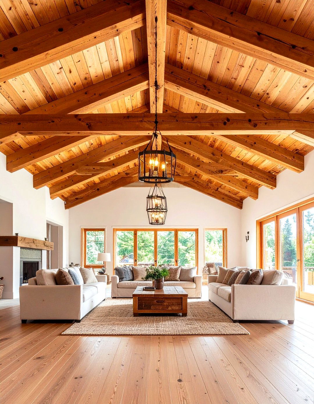 Rustic Wooden Beam Ceiling Living Room - 24 Earthy Living Room Decor Ideas