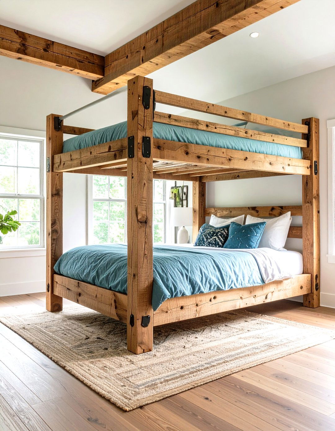 Rustic Wooden Beam Loft Bed - 24 Loft Bed Ideas