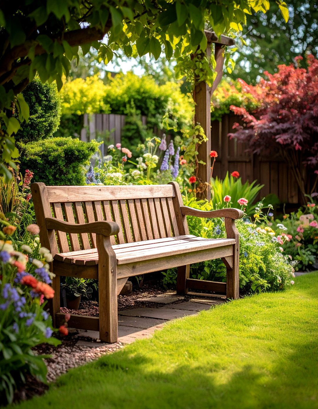 Rustic Wooden Bench Installations - 24 Rustic Landscaping Ideas