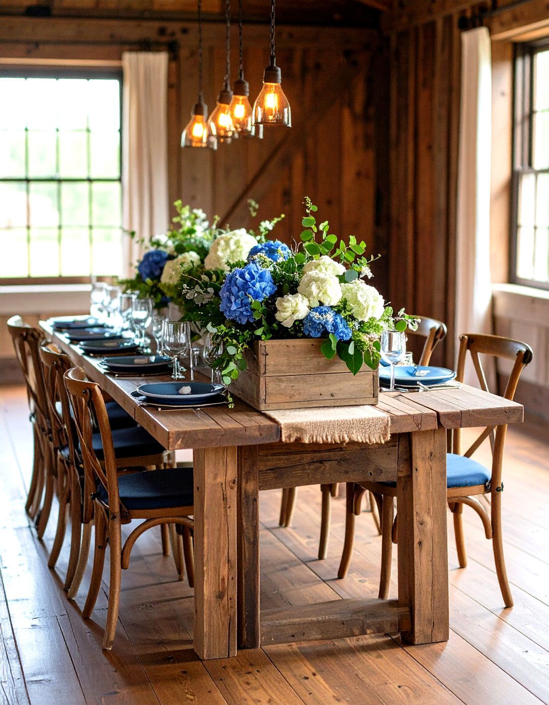 Rustic Wooden Box Arrangements - 24 Rehearsal Dinner Centerpiece Ideas