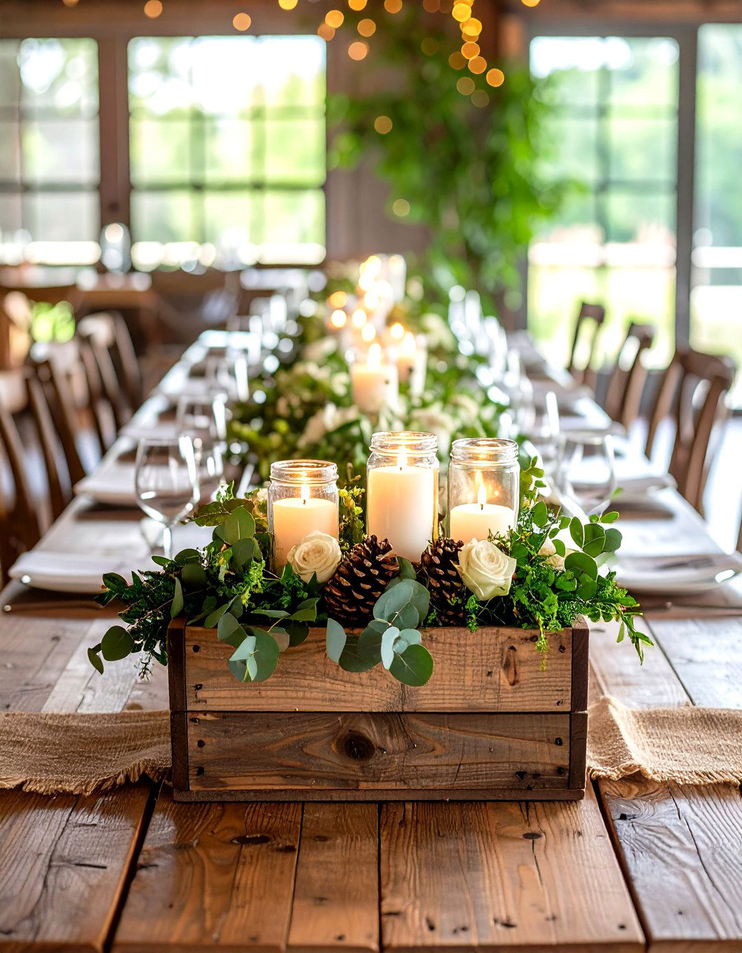 Rustic Wooden Box Arrangements - 24 Centerpiece Ideas