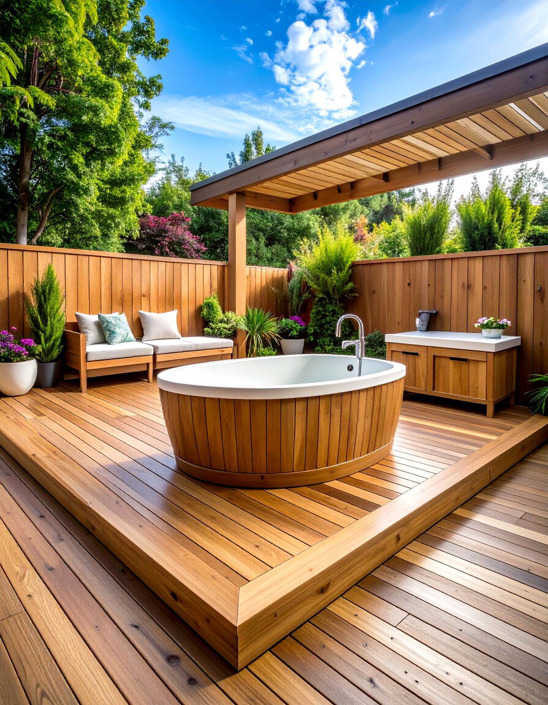 Rustic Wooden Deck Integration - 24 Outdoor Bathtub Ideas
