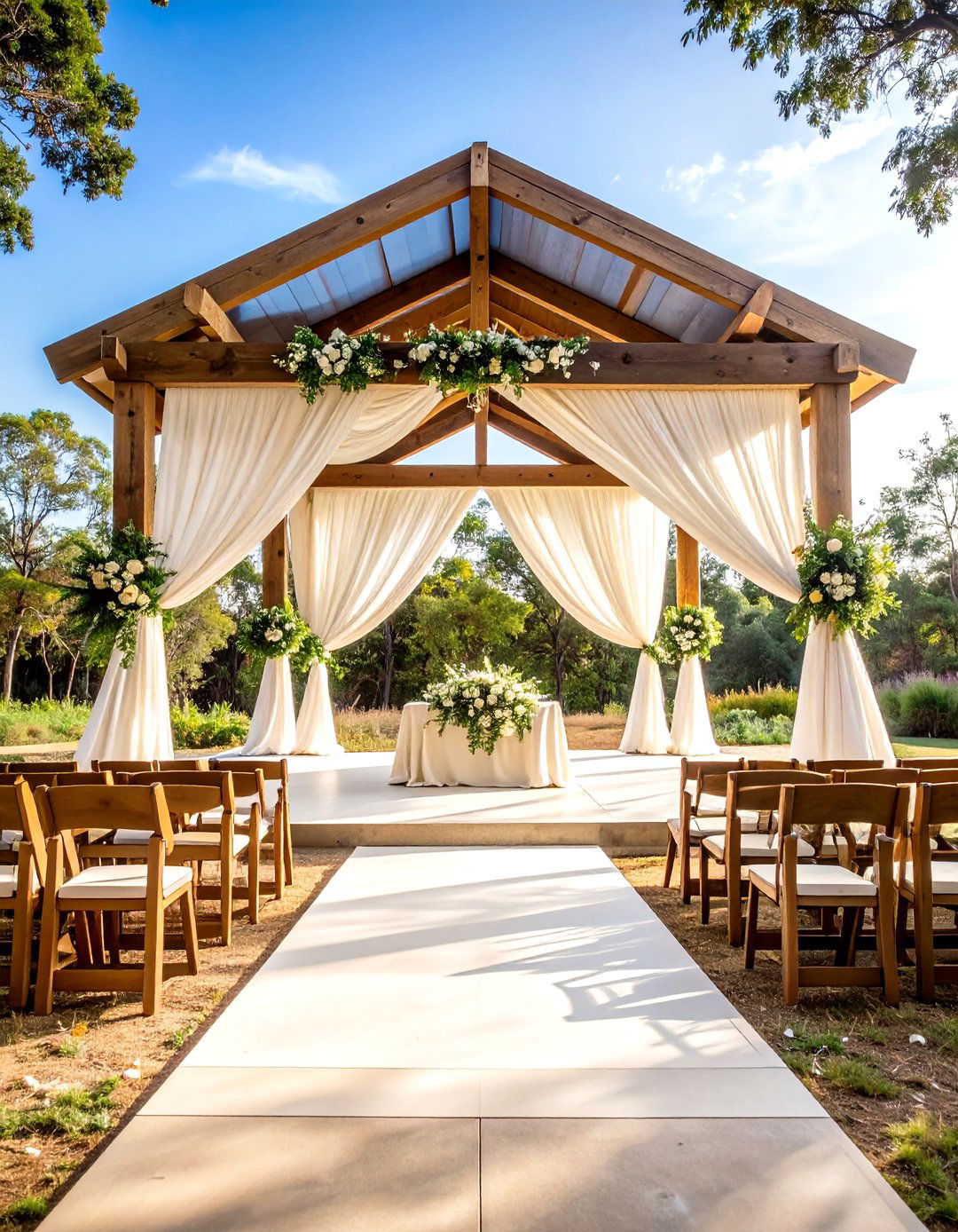 Rustic Wooden Frame Wedding Altars - 24 Wedding Altar Ideas