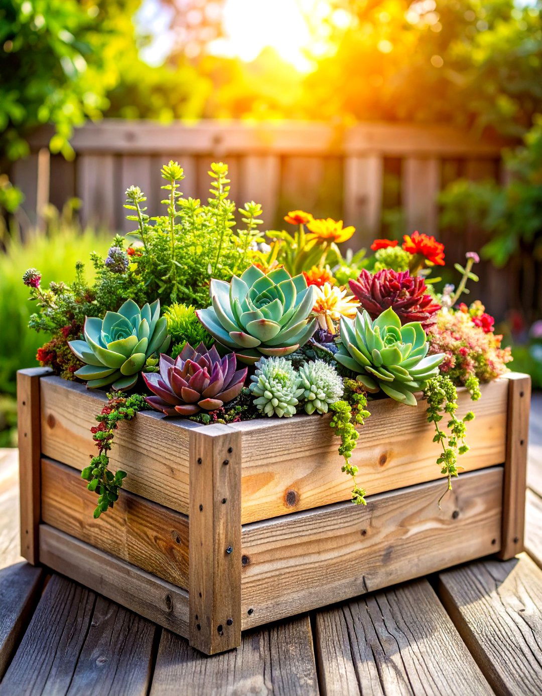 Rustic Wooden Planter Box Gardens - 24 Outdoor Succulent Container Ideas