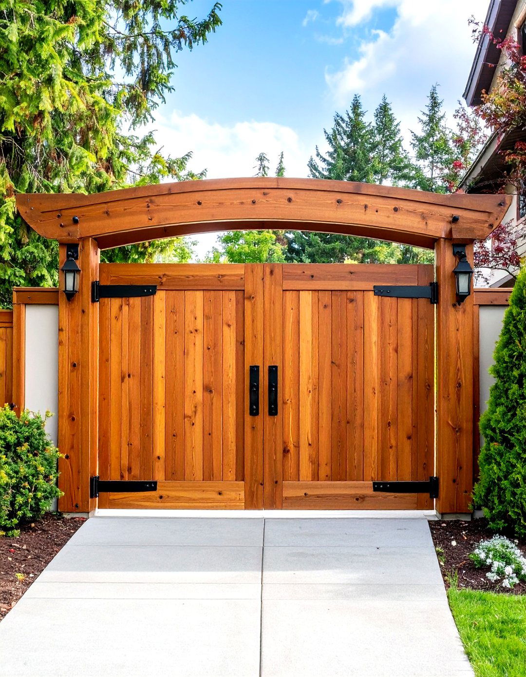 Rustic Wooden Swing Gate with Steel Frame - 24 Front Gate Ideas