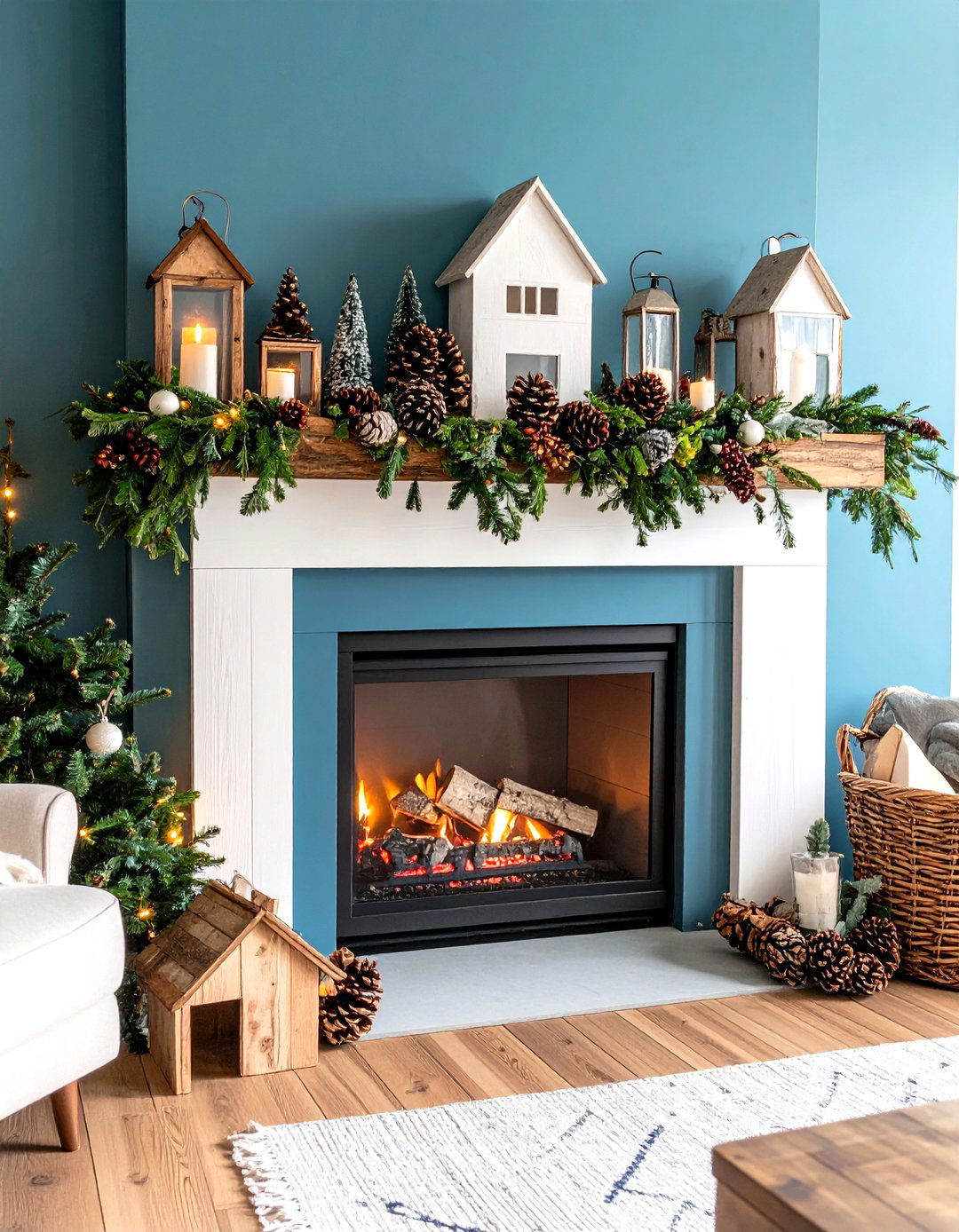 Rustic Woodland Mantel - 24 Thanksgiving Decoration Ideas