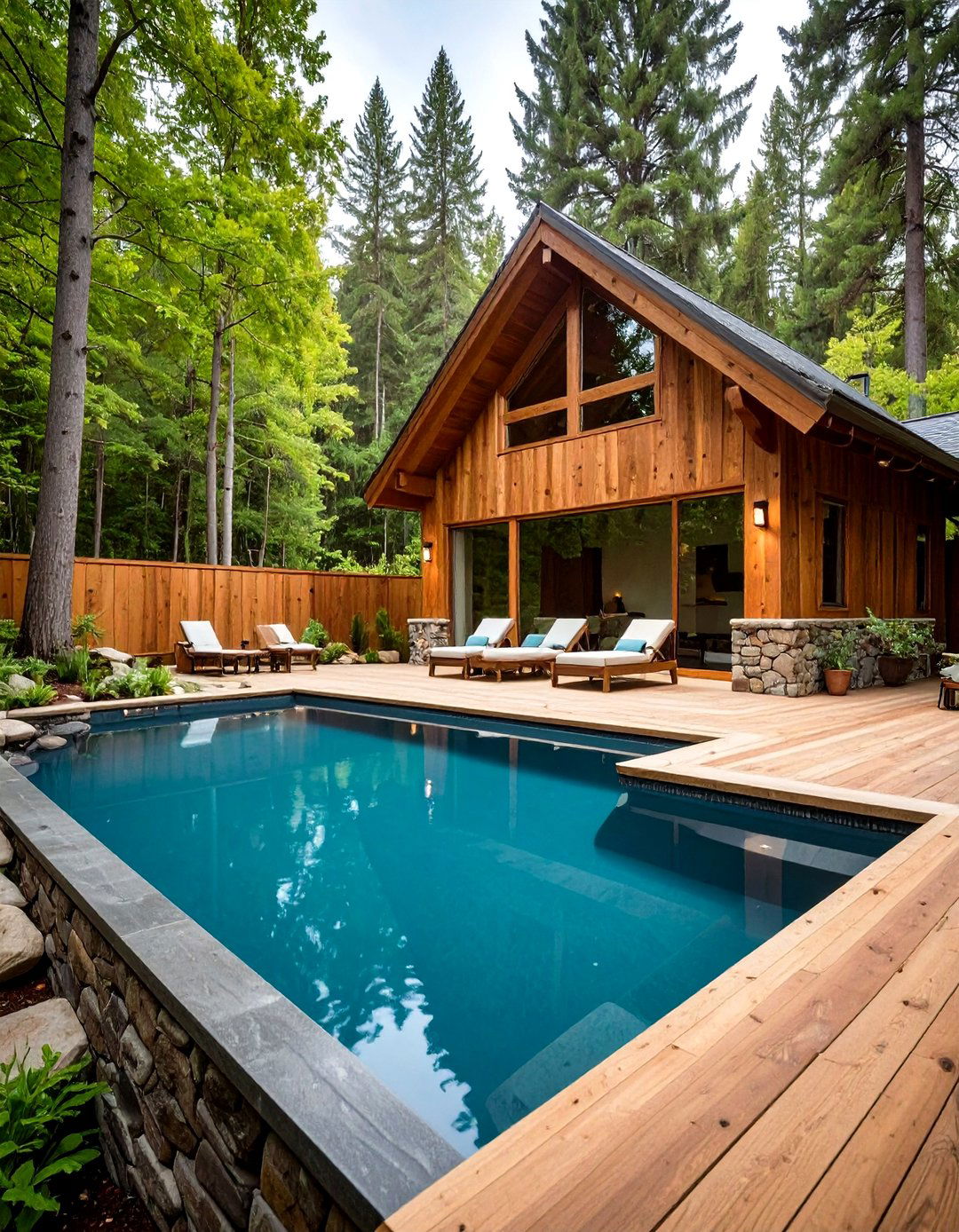 Rustic Woodland Pool Setting - 24 Semi Inground Pool Ideas