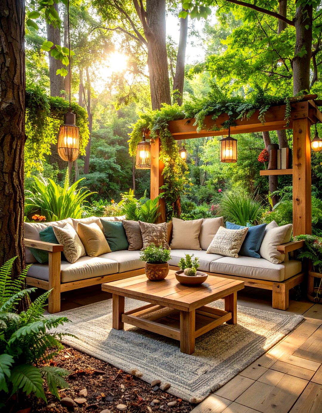 Rustic Woodland Reading Nook with Log Seating - 24 Garden Nook Ideas