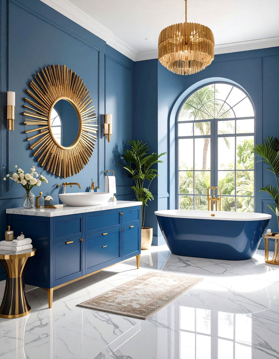Sage Blue and Gold Art Deco Glamour - 24 Blue and Gold Bathroom Ideas