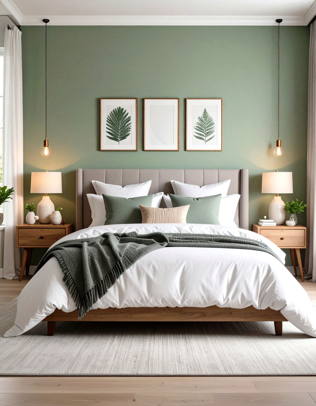 Sage Green Accent Wall Bedroom - 24 Green and Grey Bedroom Ideas