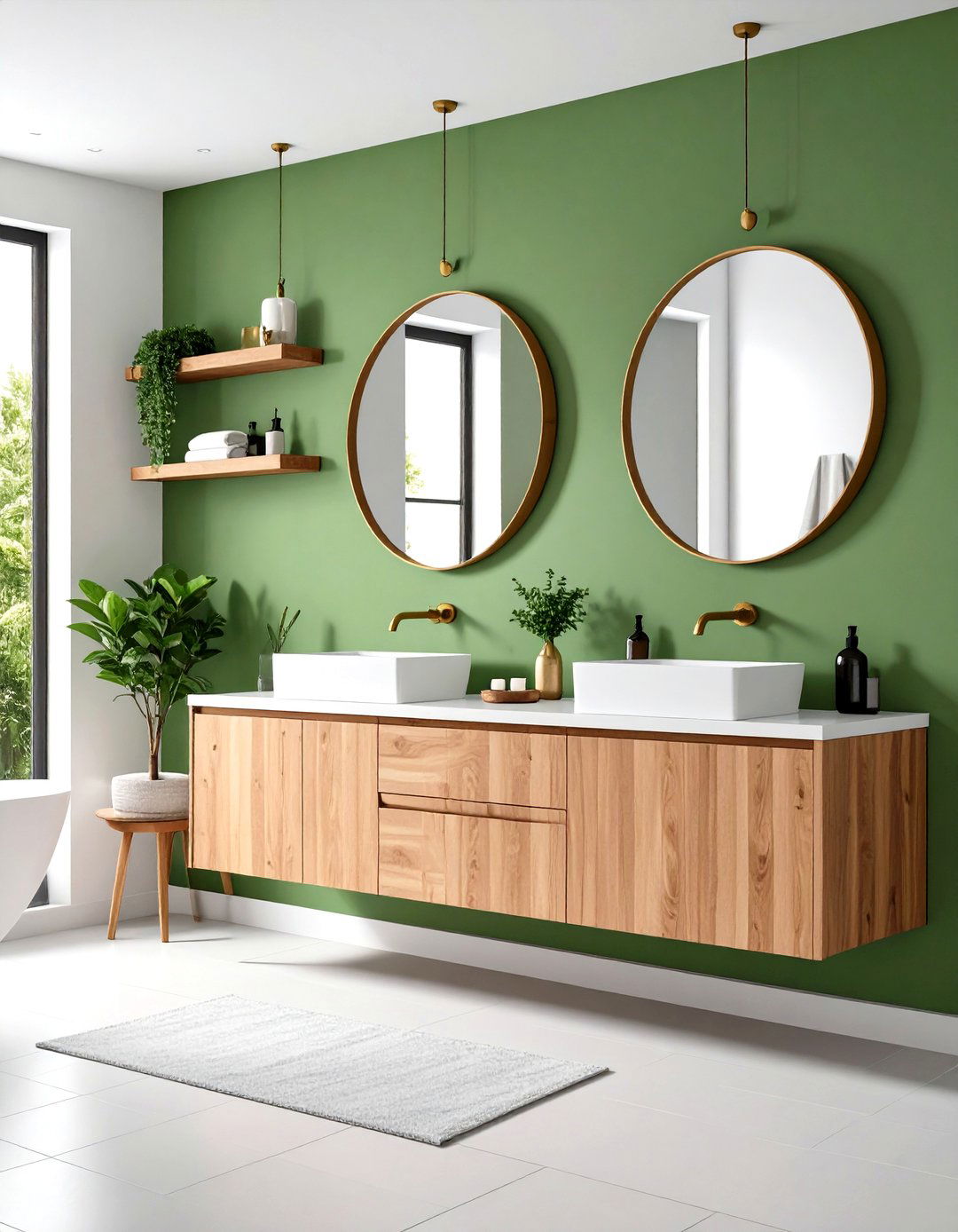 Sage Green Accent Wall Feature - 24 Sage Green Bathroom Ideas