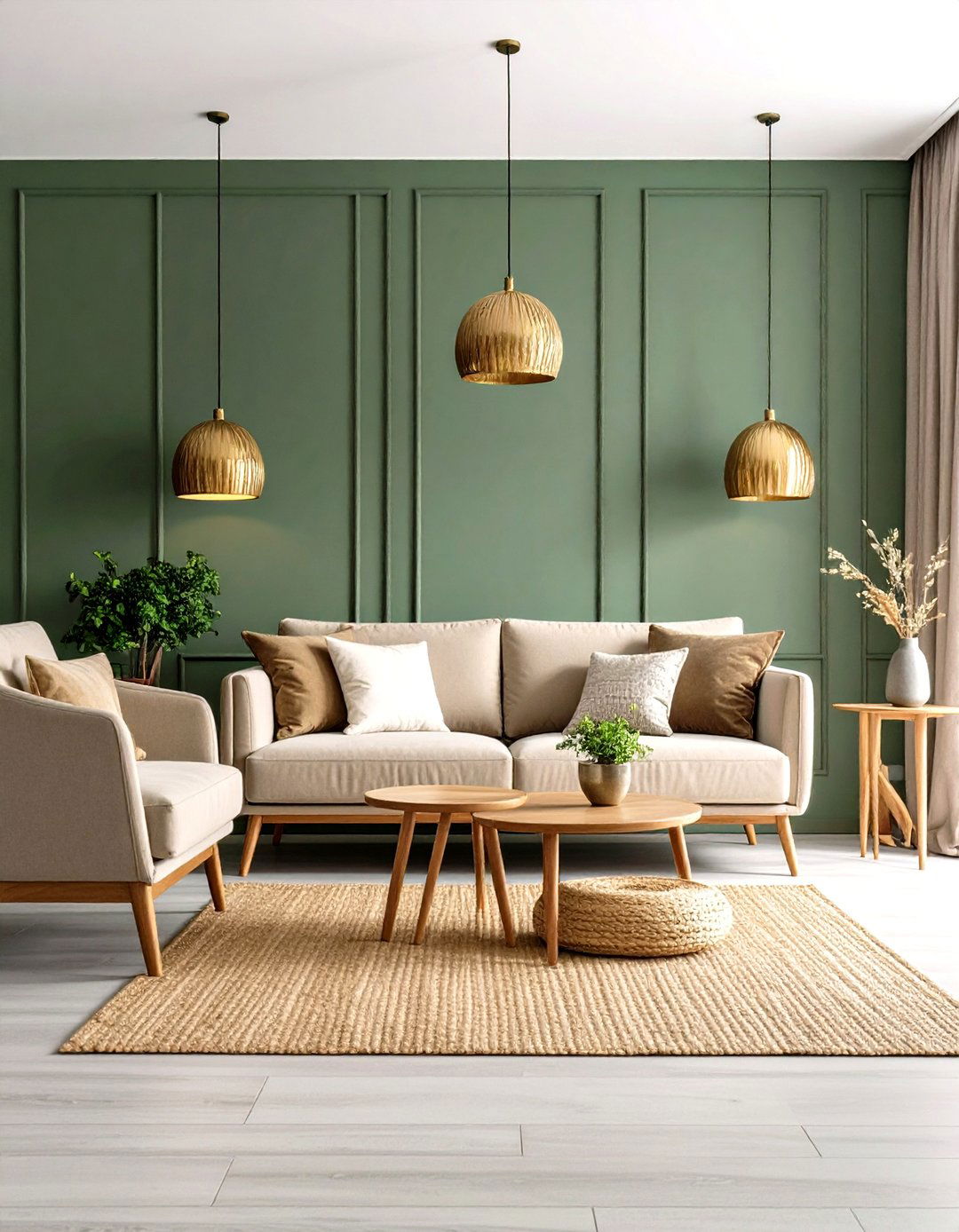 Sage Green Accent Wall Living Room - 24 Green Living Room Ideas