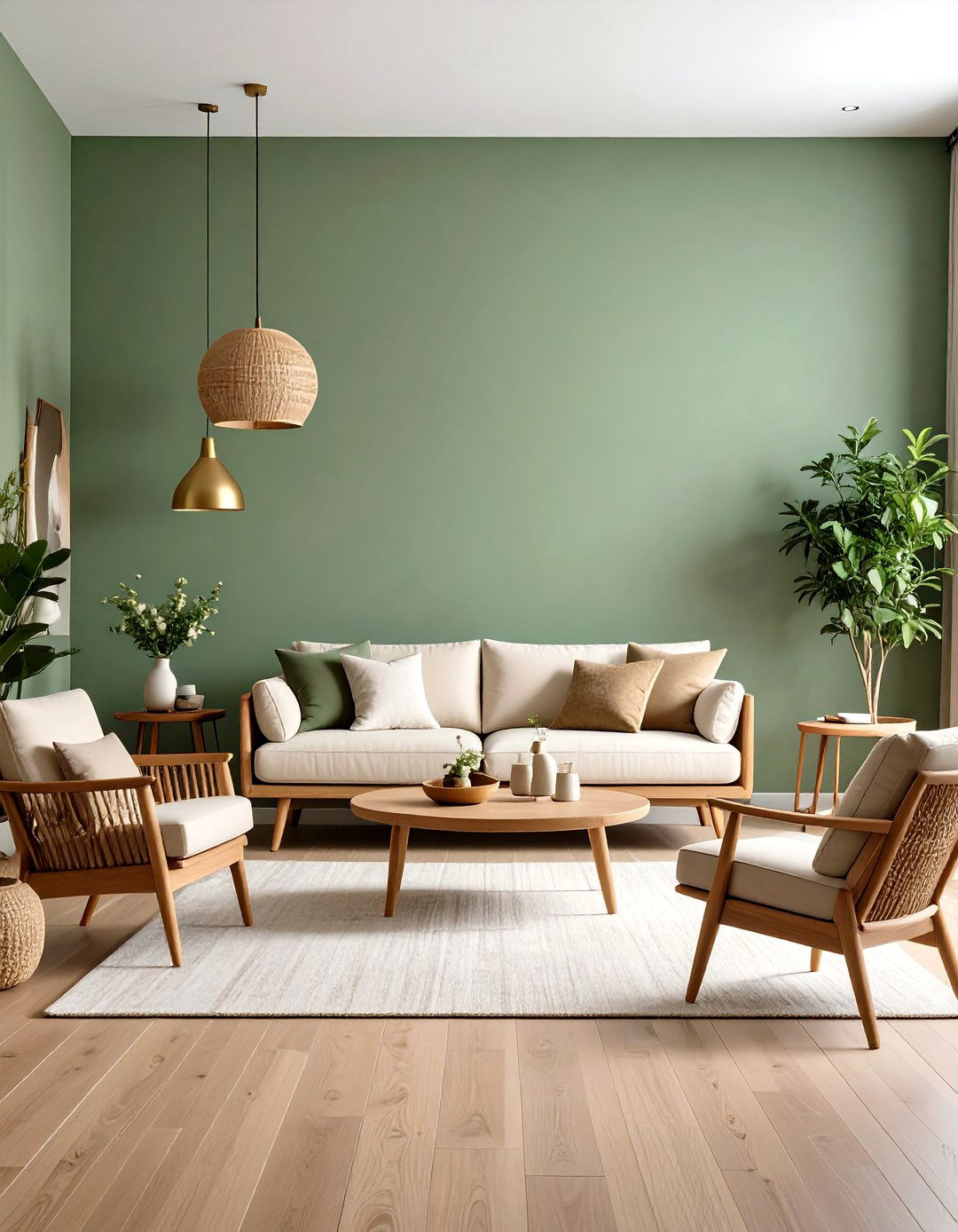 Sage Green Accent Wall Living Room - 24 Earthy Living Room Decor Ideas