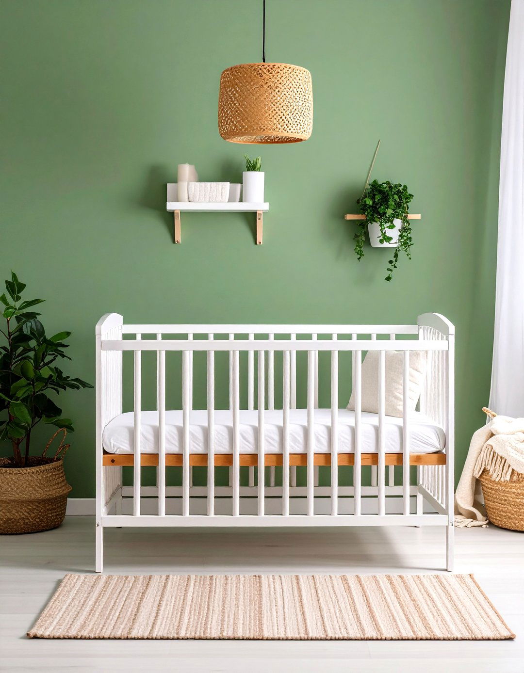 Sage Green Accent Wall Nursery - 24 Neutral Nursery Ideas