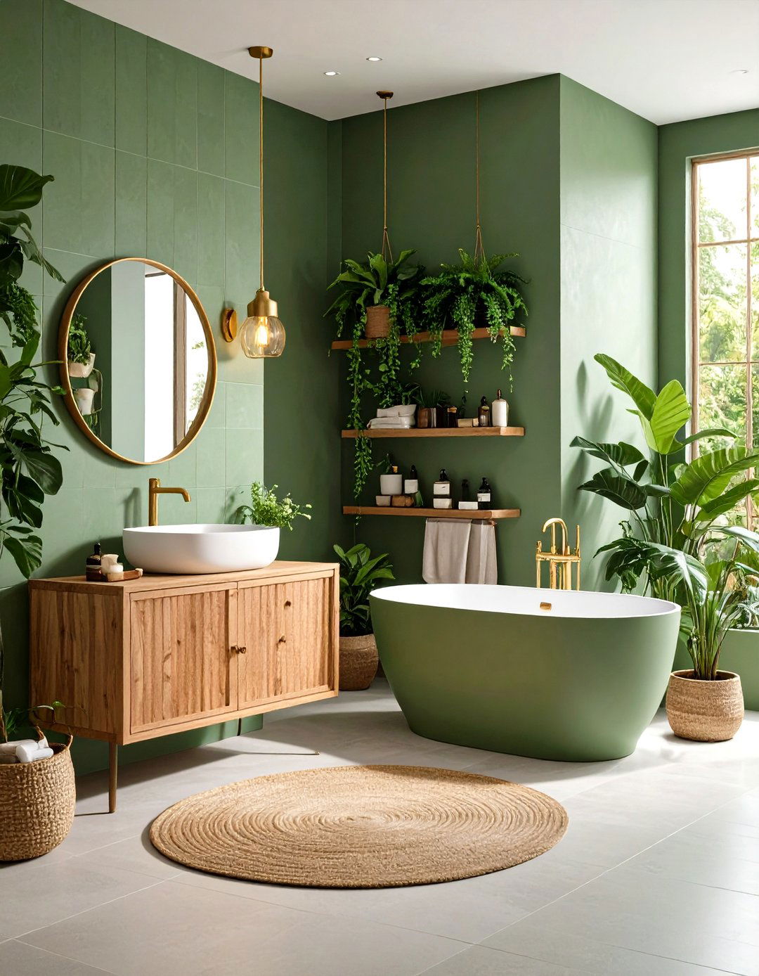 Sage Green Botanical Haven - 24 Colorful Bathroom Ideas