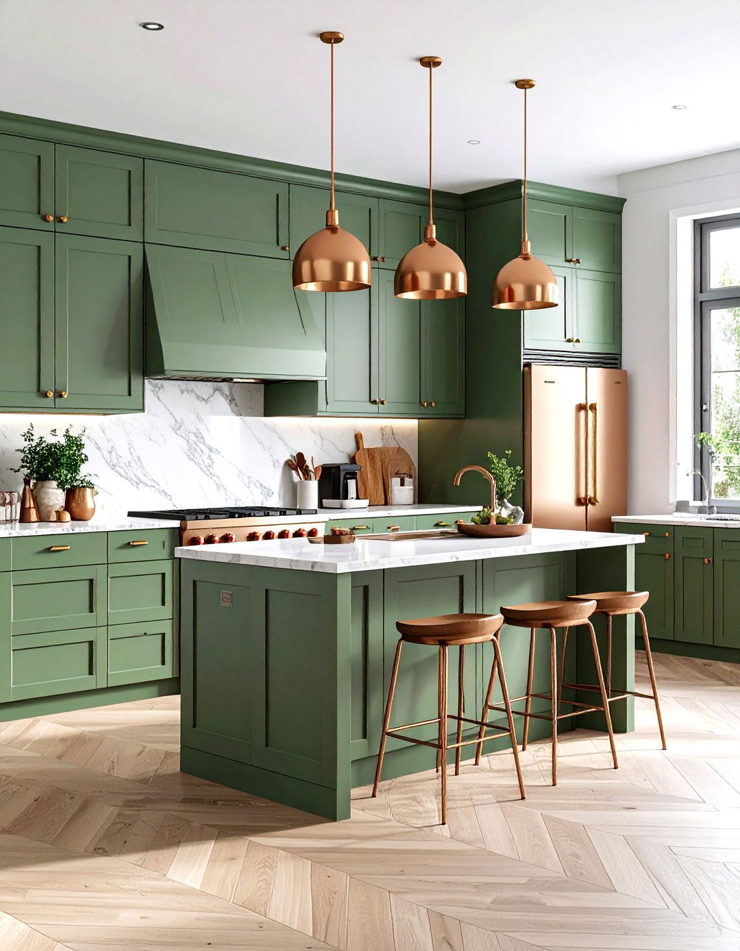 Sage Green Cabinets with Mixed Metal Finishes - 24 Rustic Sage Green Kitchen Cabinets