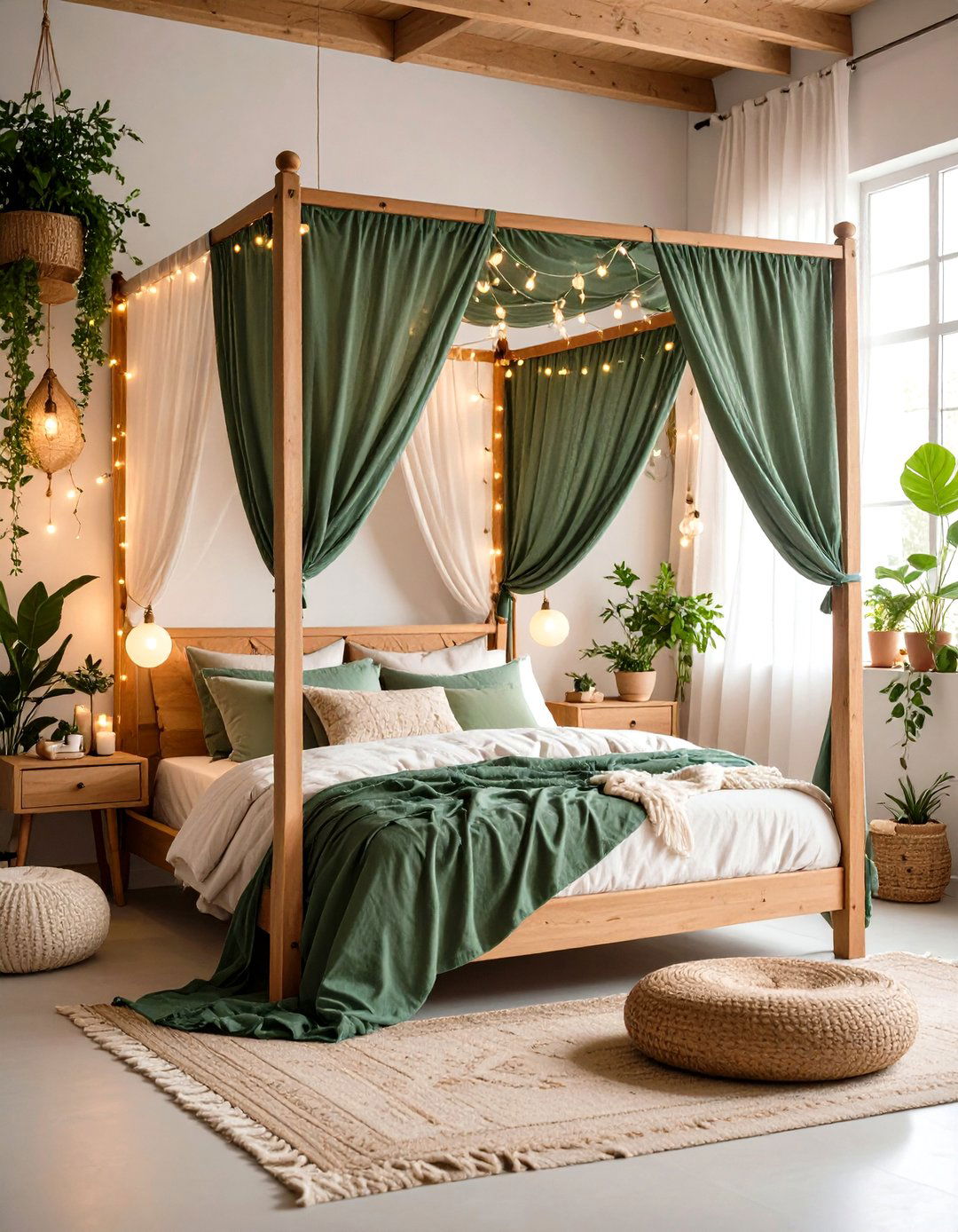 Sage Green Canopy Bed Bedroom Romance - 24 Boho Sage Green Bedroom Ideas