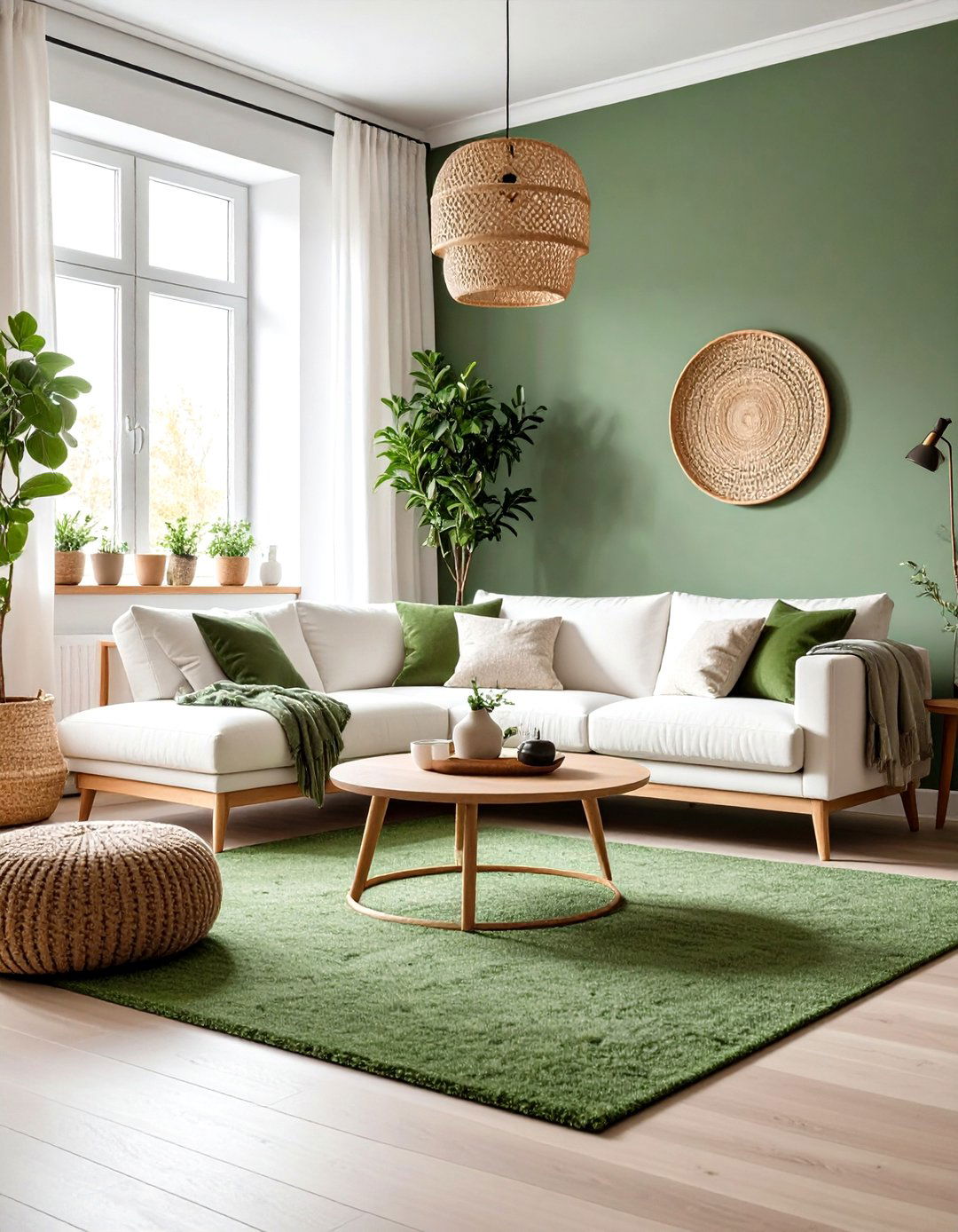 Sage Green Carpet Living Room with Scandinavian Minimalism - 24 Green Carpet Living Room Ideas