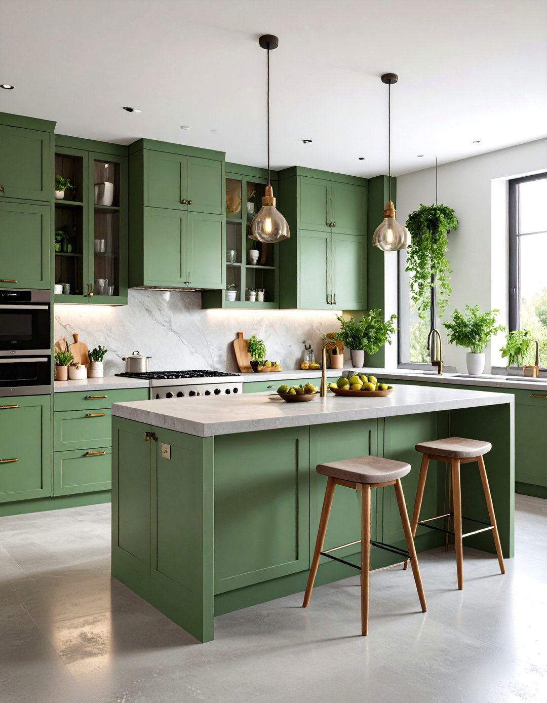 Sage Green Concrete Countertops - 24 Sage Green Kitchen Ideas