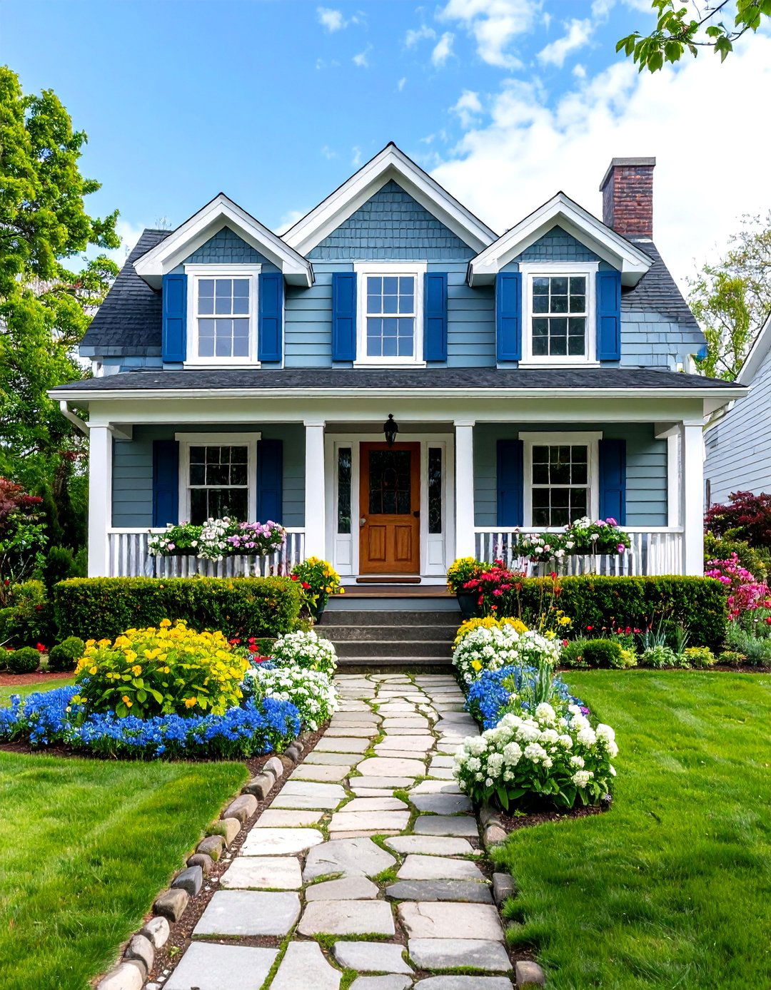 Sage Green Exterior with White Trim - 24 modern cottage house exterior ideas