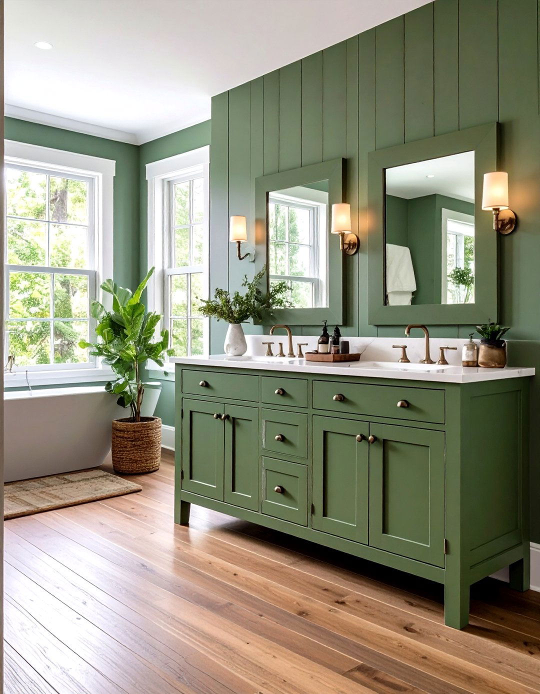 Sage Green Farmhouse Vanity with Shaker Doors - 24 Bathroom With Green Vanity