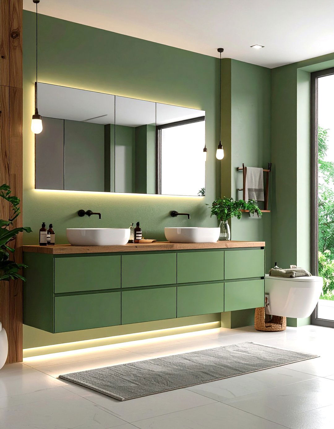 Sage Green Floating Vanity Design - 24 Sage Green Bathroom Ideas