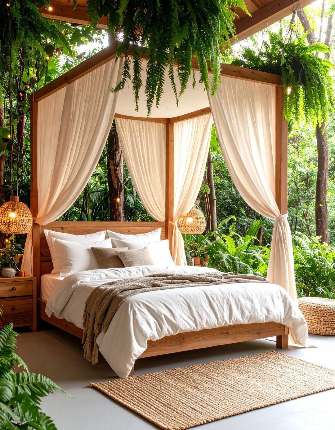 Sage Green Forest Canopy Bedroom - 24 Green Boho Bedroom Ideas