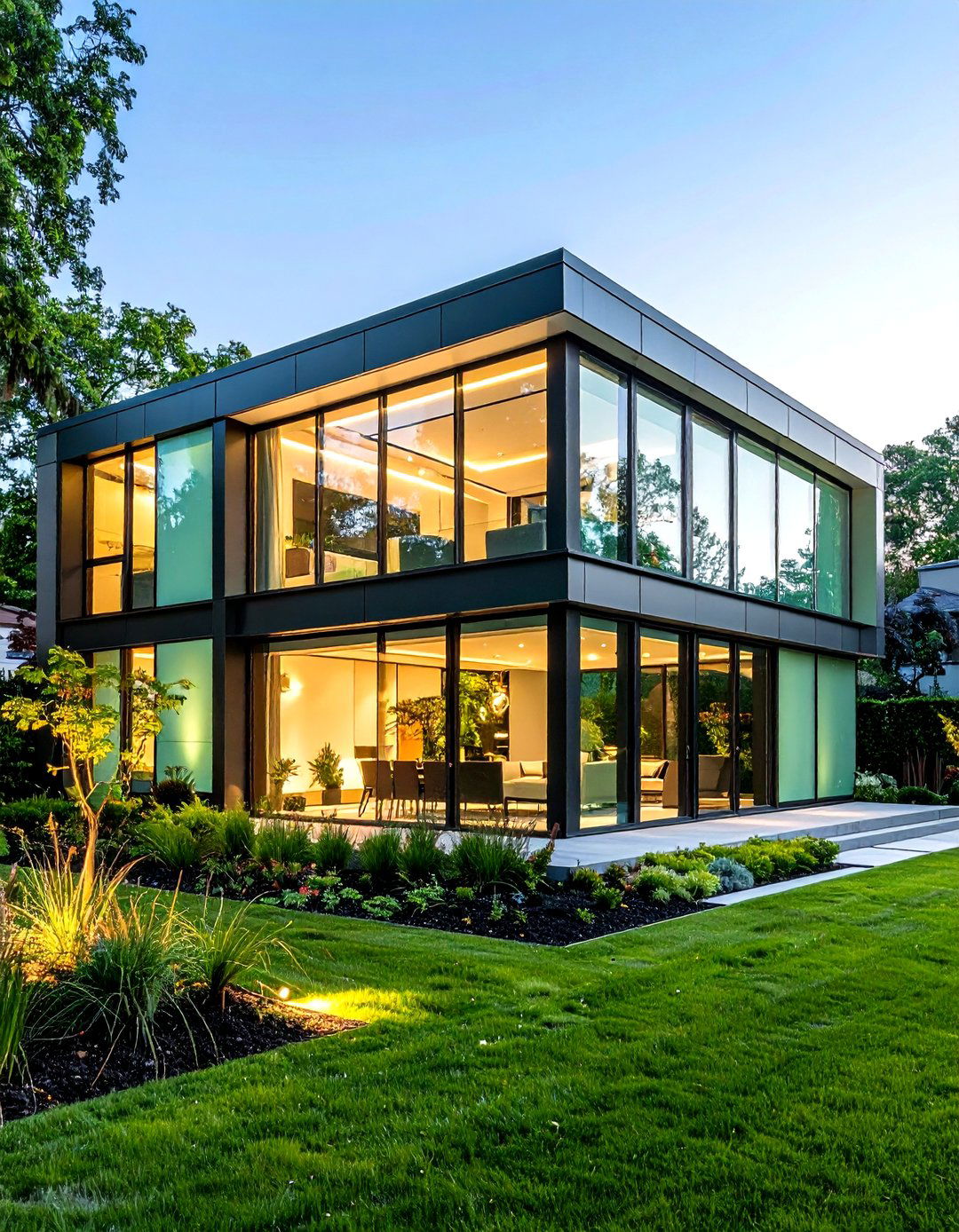 Sage Green Glass Panel Contemporary Fence - 24 Sage Green Garden Fence Ideas