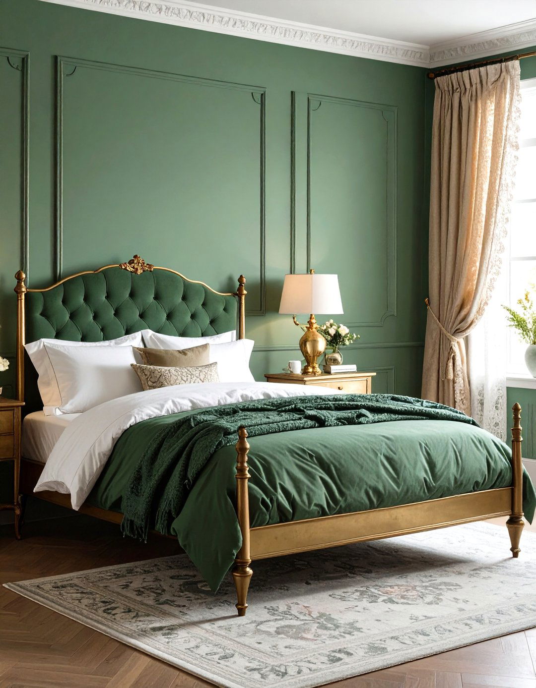 Sage Green Guest Bedroom with Vintage Elements - 24 Sage Green Paint Color Ideas