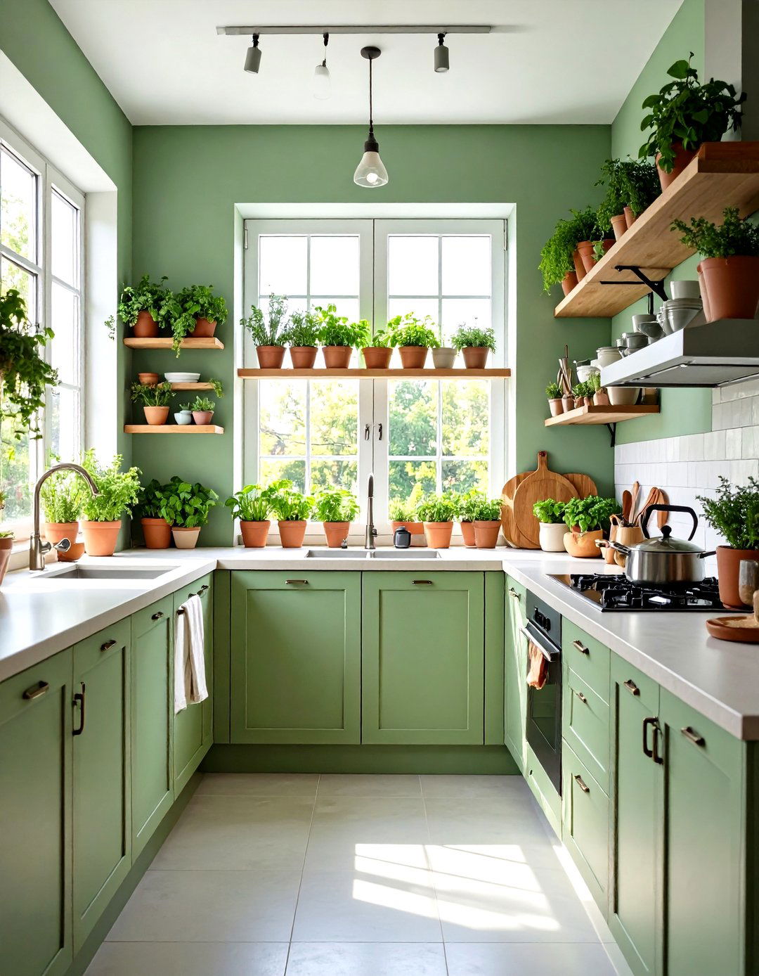 Sage Green Herb Garden Integration - 24 Sage Green Kitchen Ideas