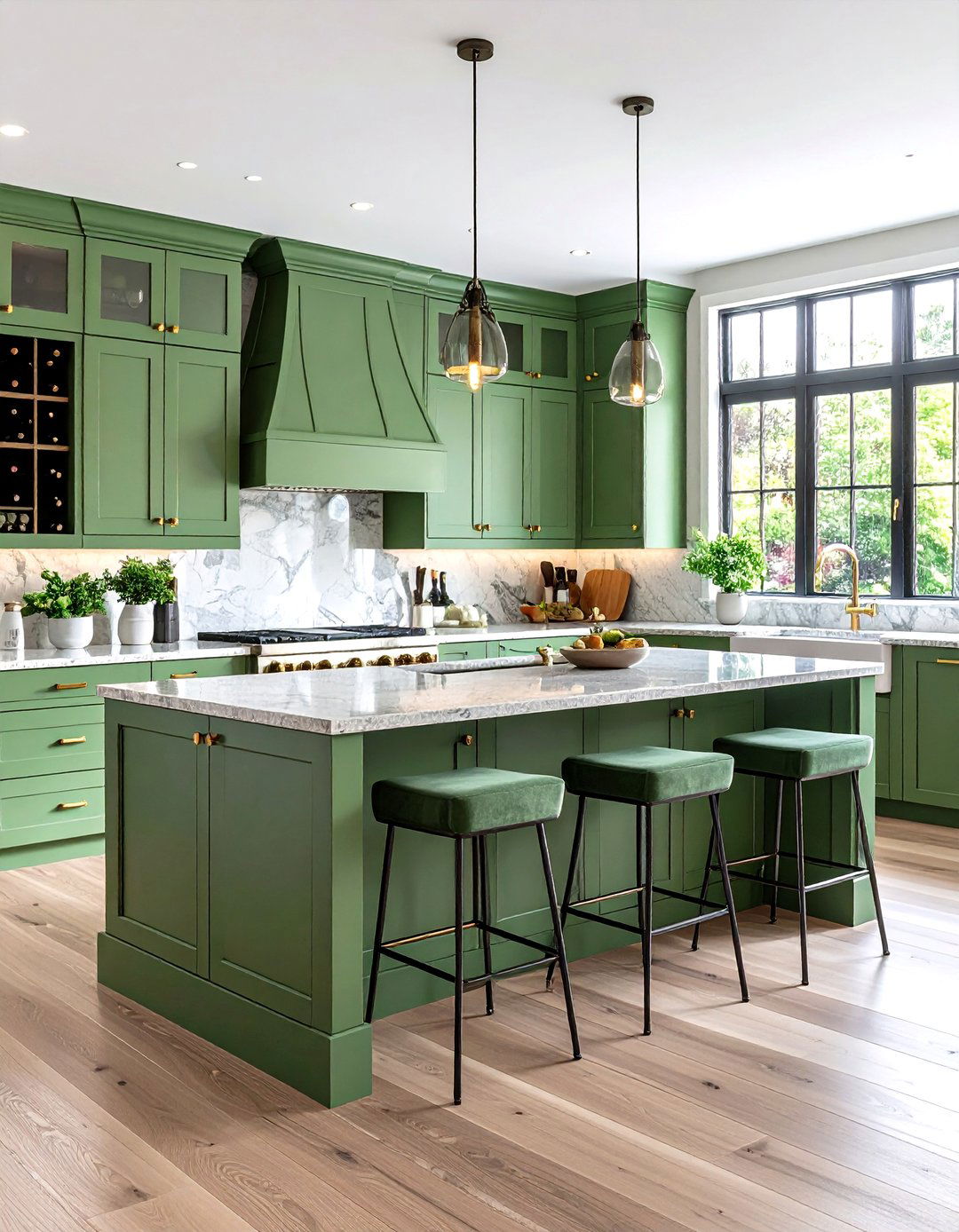 Sage Green Island with Wine Storage and Entertainment Features - 24 Sage Green Kitchen Island Ideas