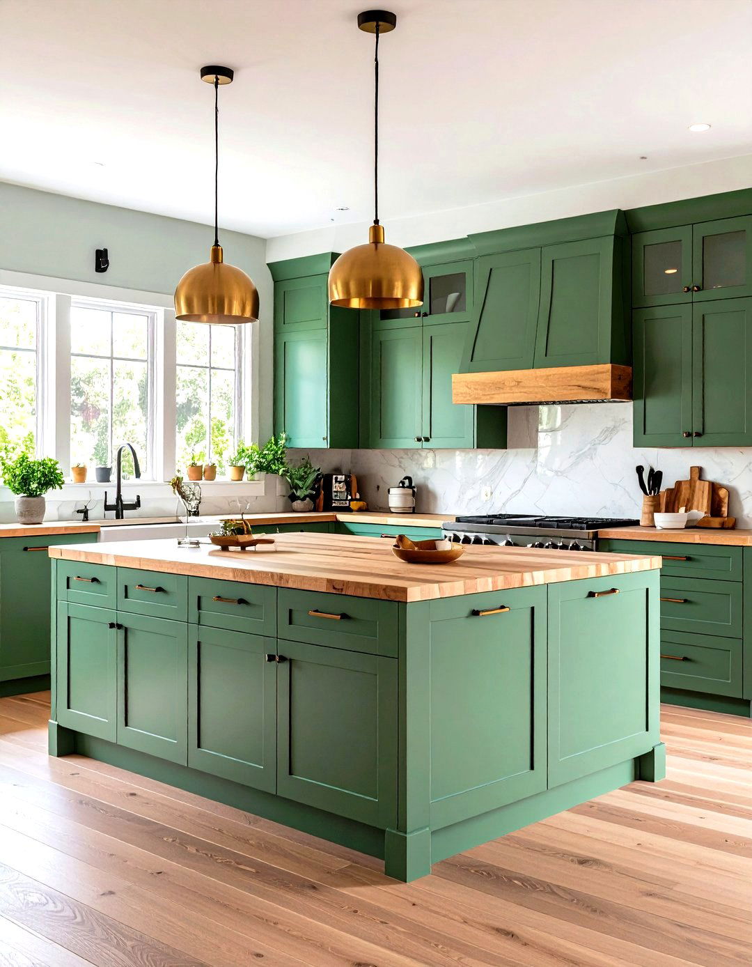 Sage Green Kitchen with Multi Generational Design - 24 Sage Green Kitchen Cabinets With Butcher Block Countertops