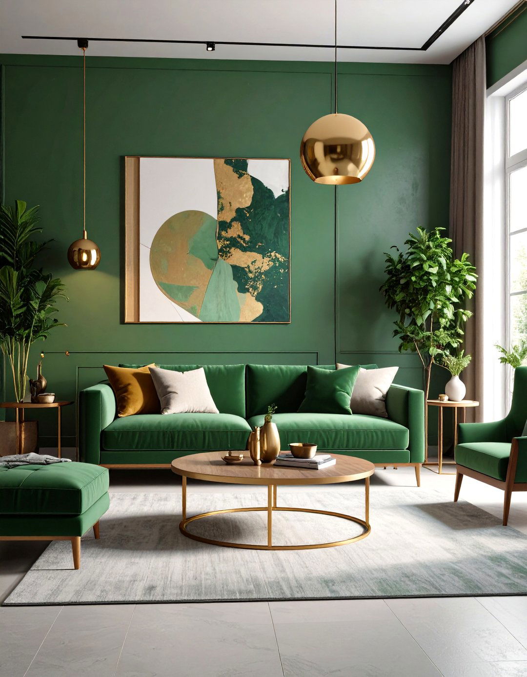 Sage Green Living Room with Modern Art Focus - 24 Sage Green Living Room Ideas